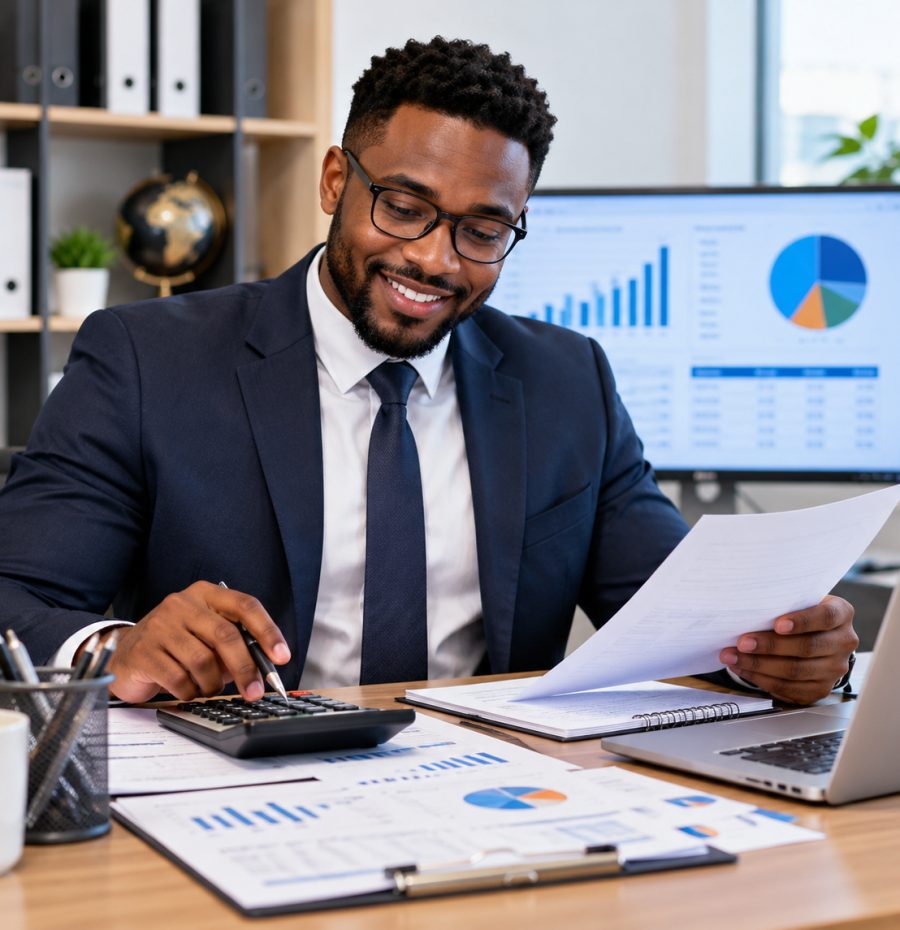 Modern Accountant Reviewing Financial Charts